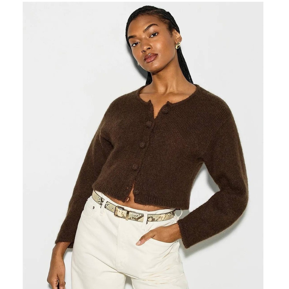 By Malene Birger Zharea Cardigan Brown Mohair Wool Cropped Sweater Womens S
